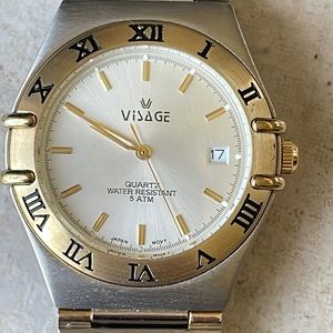 Visage men battery water resistant 5ATM silver and gold w/day